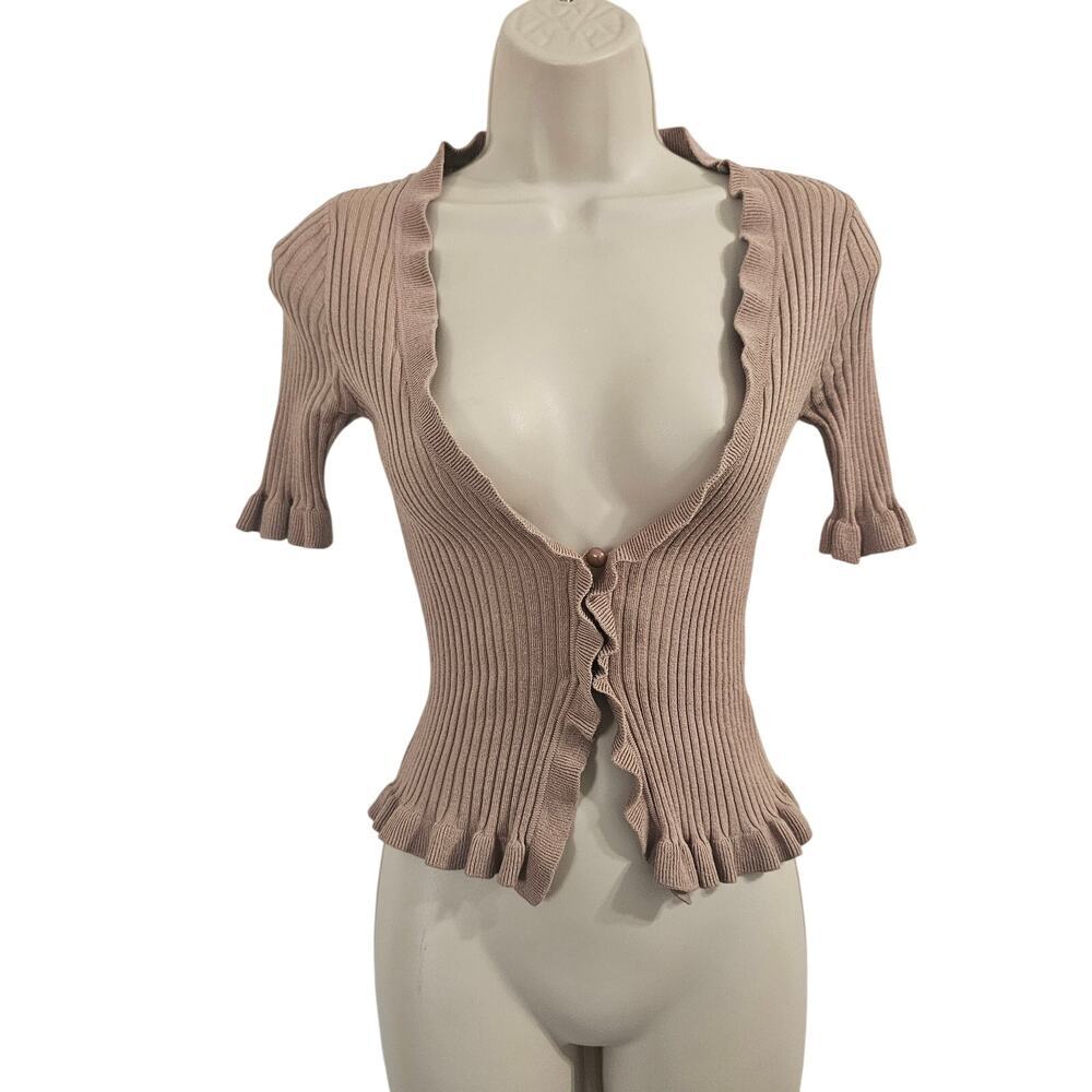 LOVERS AND FRIENDS Carissa Ruffle Sweater in Brown Size XS